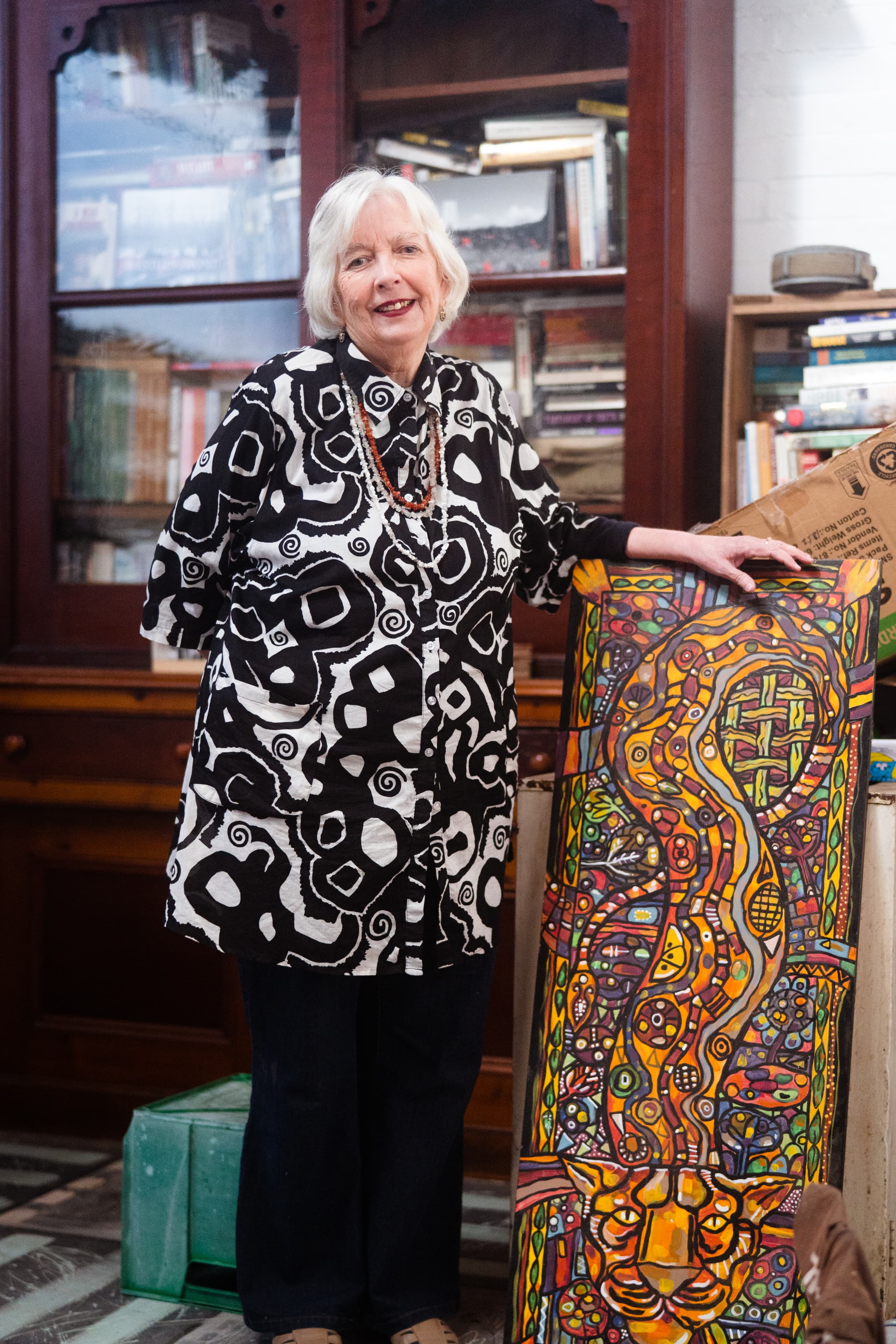 Judith — BreastScreen Australia interview portrait with her painted artwork, artistic environment, documentary cinematography by Mude for the Department of Health government creative campaign