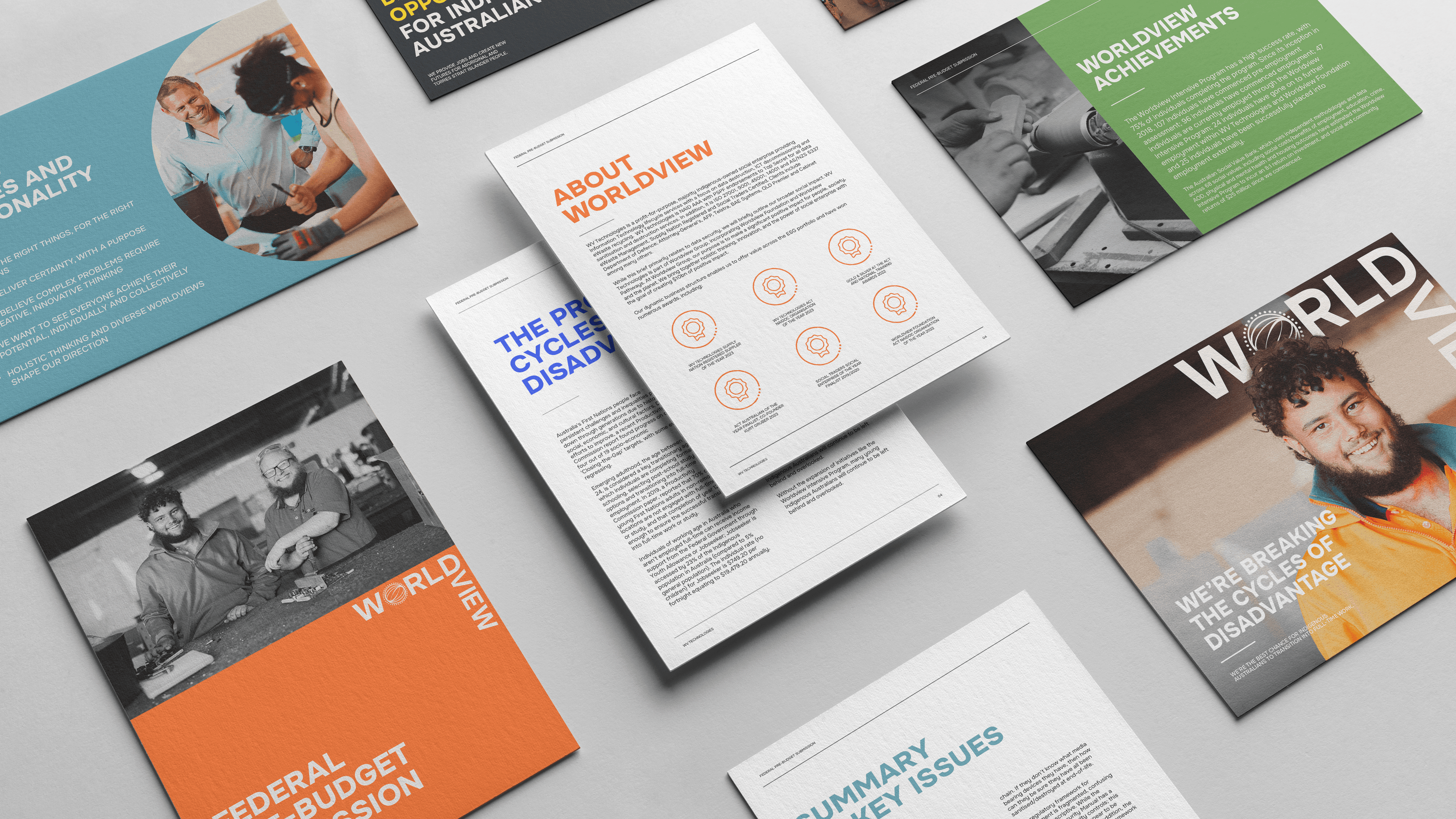Worldview Foundation case study showcase — Indigenous social enterprise brand identity by Mude creative agency Sydney