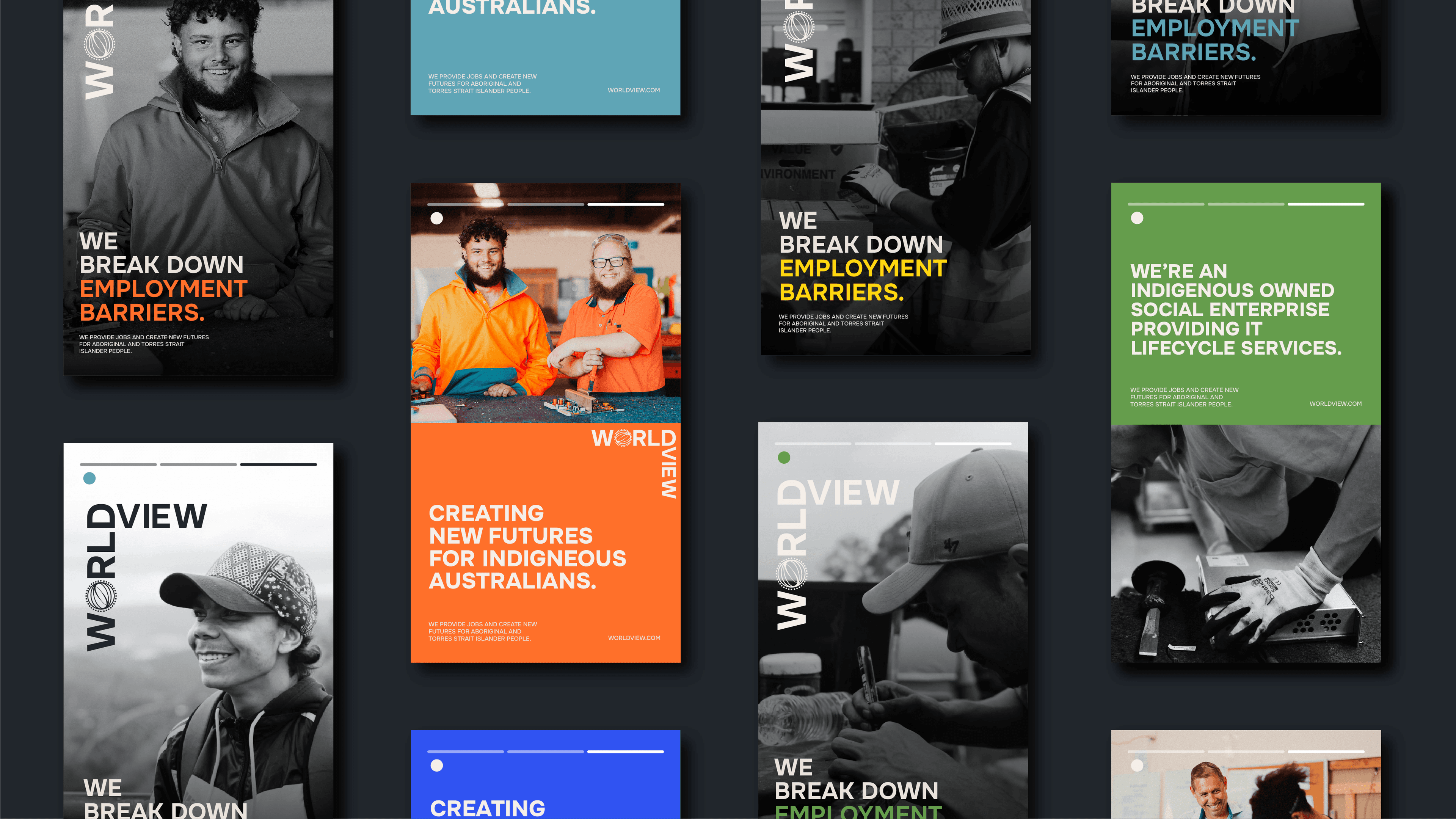 Worldview Foundation case study showcase — Indigenous social enterprise brand identity by Mude creative agency Sydney