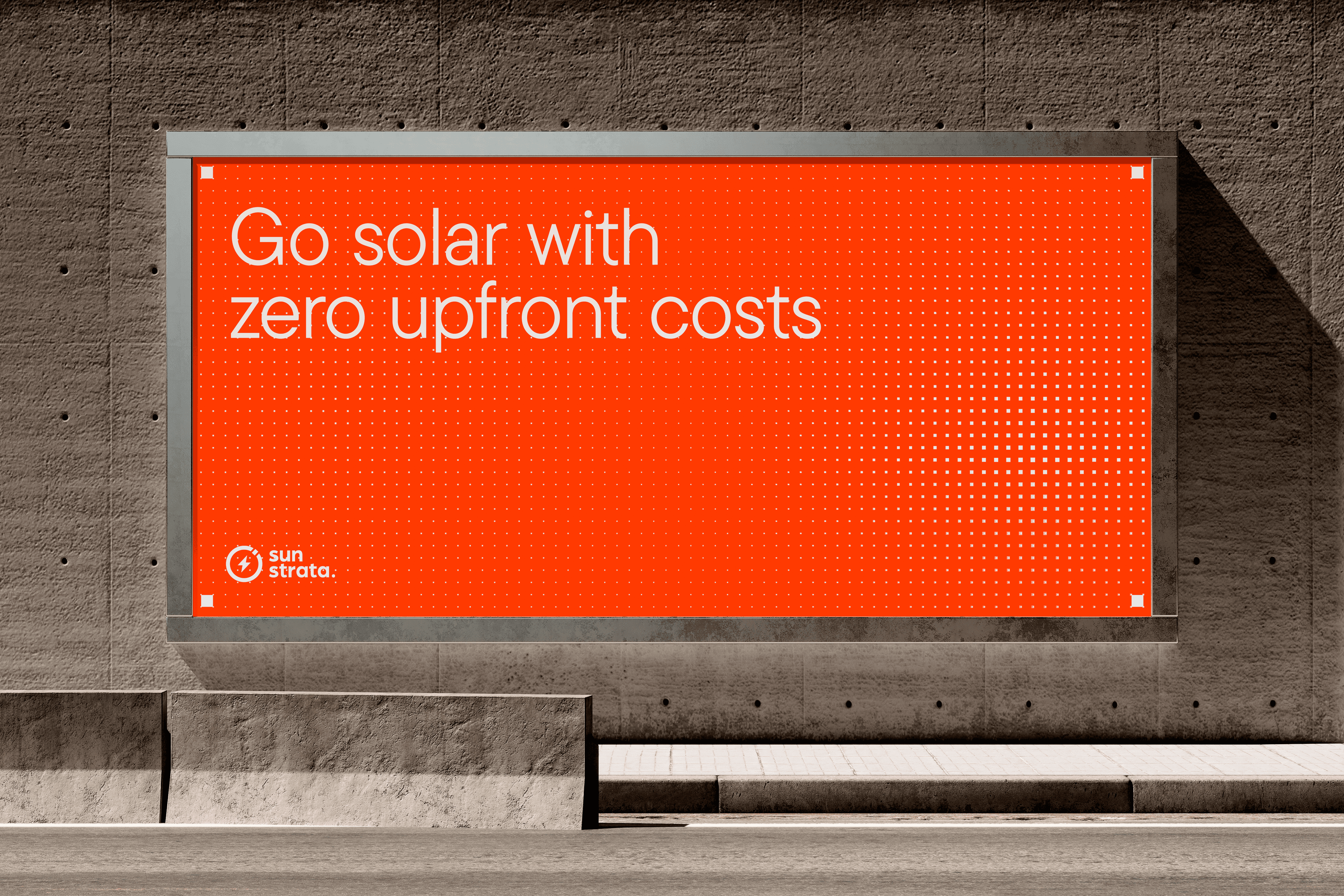 Sunstrata billboard advertising — solar energy rebrand and website design by Mude creative agency Sydney