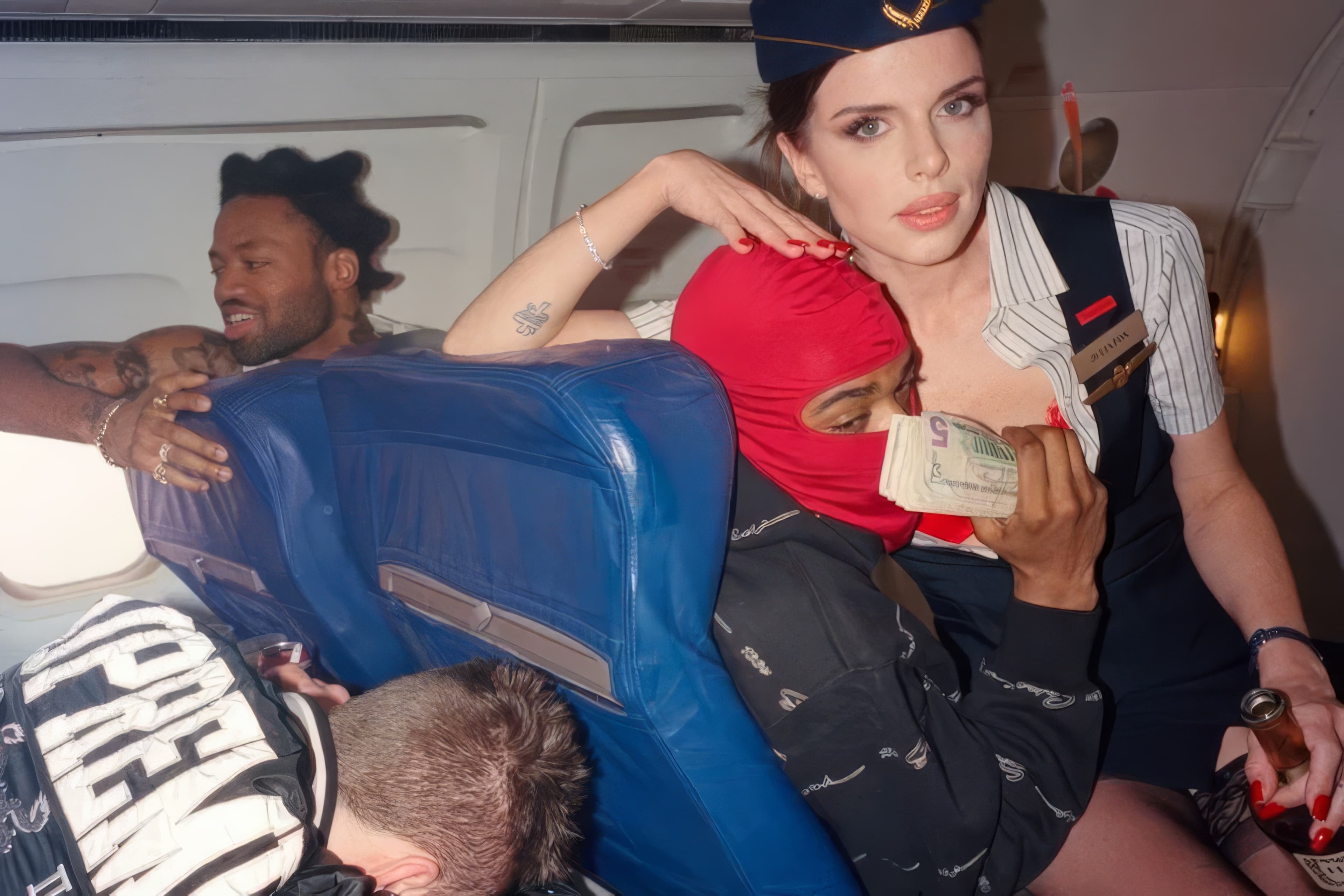 <p>Photograph by American director and photographer Harmony Korine featuring model and actress Julia Fox alongside Supreme skateboarders Tyshawn Jones, Sean Pablo and Mathias Sauvageon. Used in Mude’s article on brand…</p>