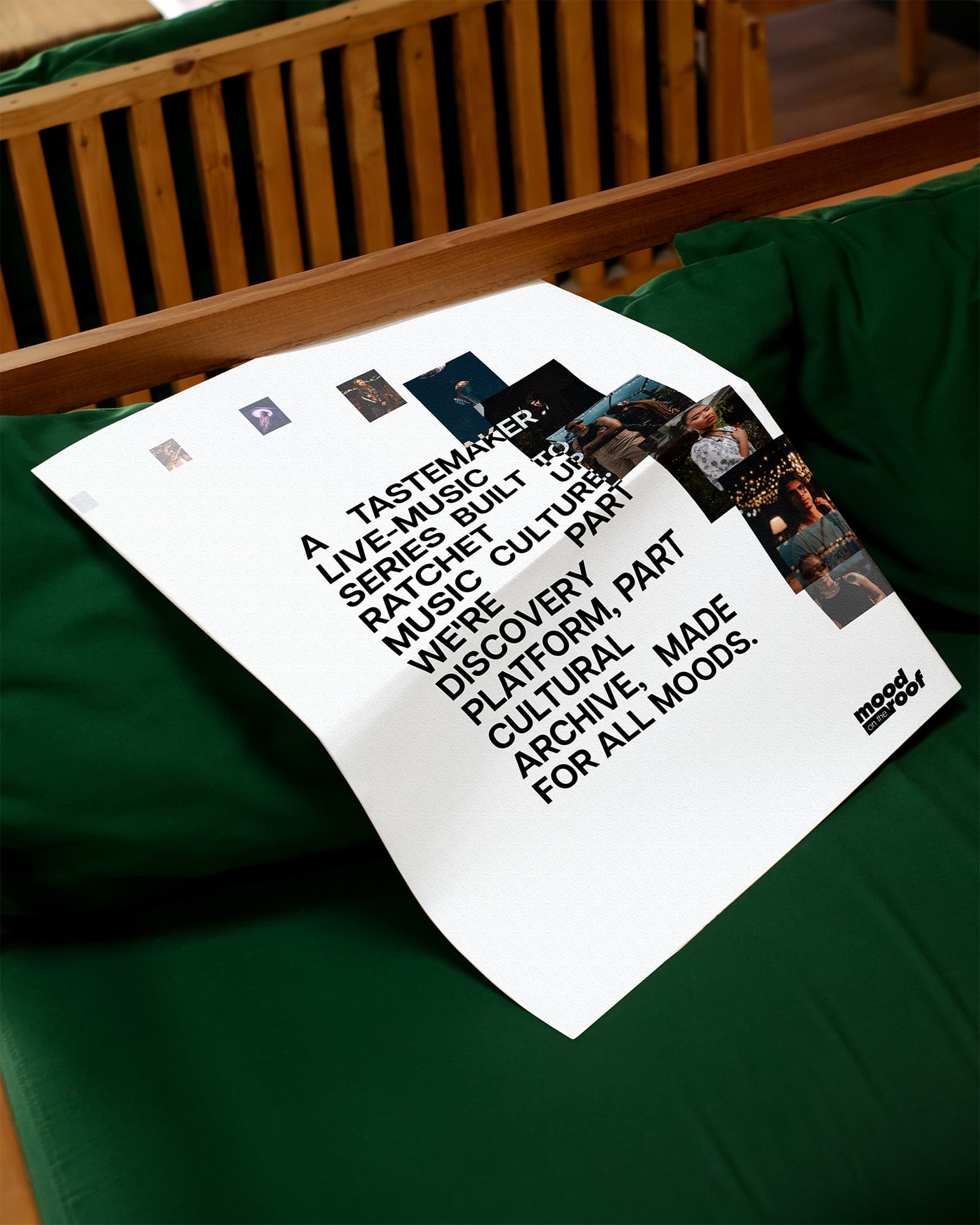 Mood on the Roof event poster design — live music series brand collateral by Mude Sydney